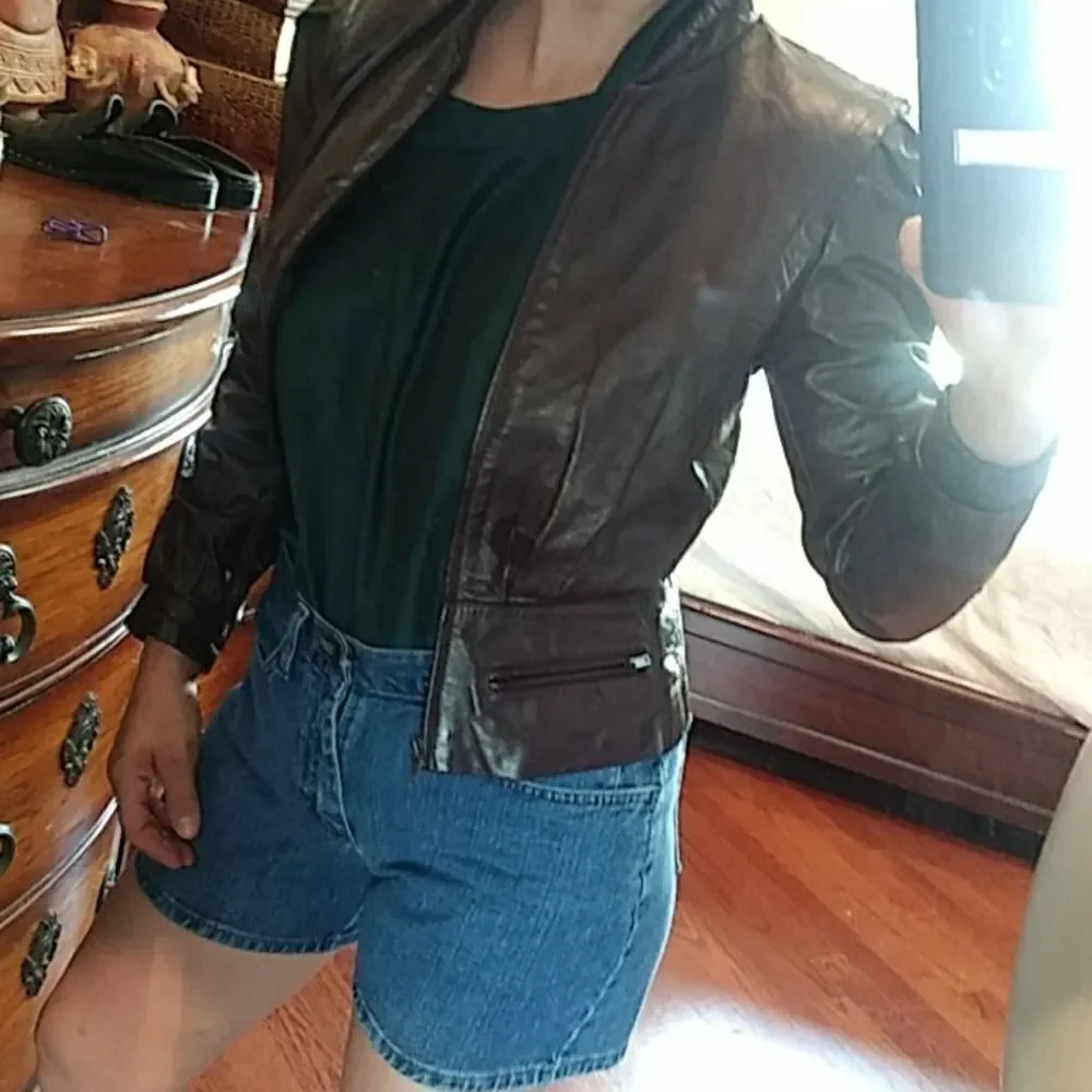 Bermans. Dark burgendy leather jacket
